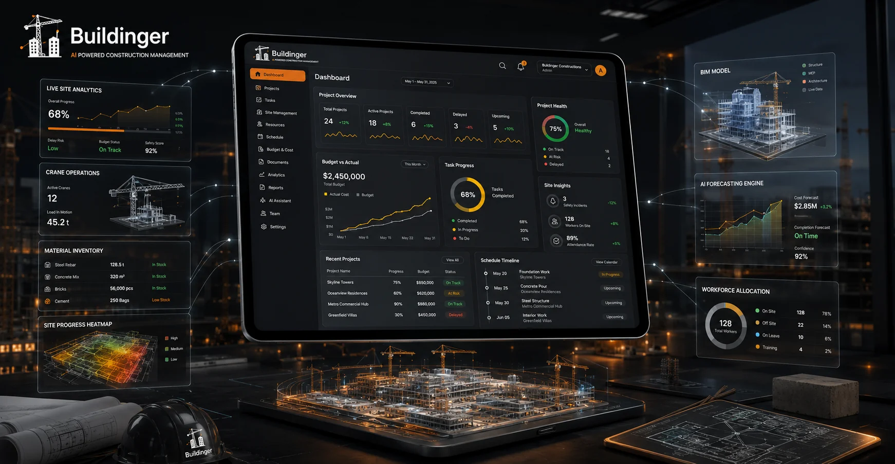 Buildinger - Dark Dashboard